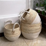 Custom logo Woven Storage Basket Desktop Storage Box Snack Toy Straw Storage Box Holder Seagrass Wickerwork Basket