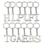 A-Z Letters key Chain Silver Color Metal Keychain Women Car Key Ring Simple Letter Name Key Holder