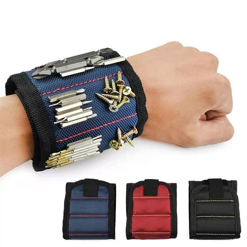 Custom logo Magnetic wristband with adhesive backing hook and loop fastener hardware tools screwdrivers screws magnetic attraction magnetic wristband