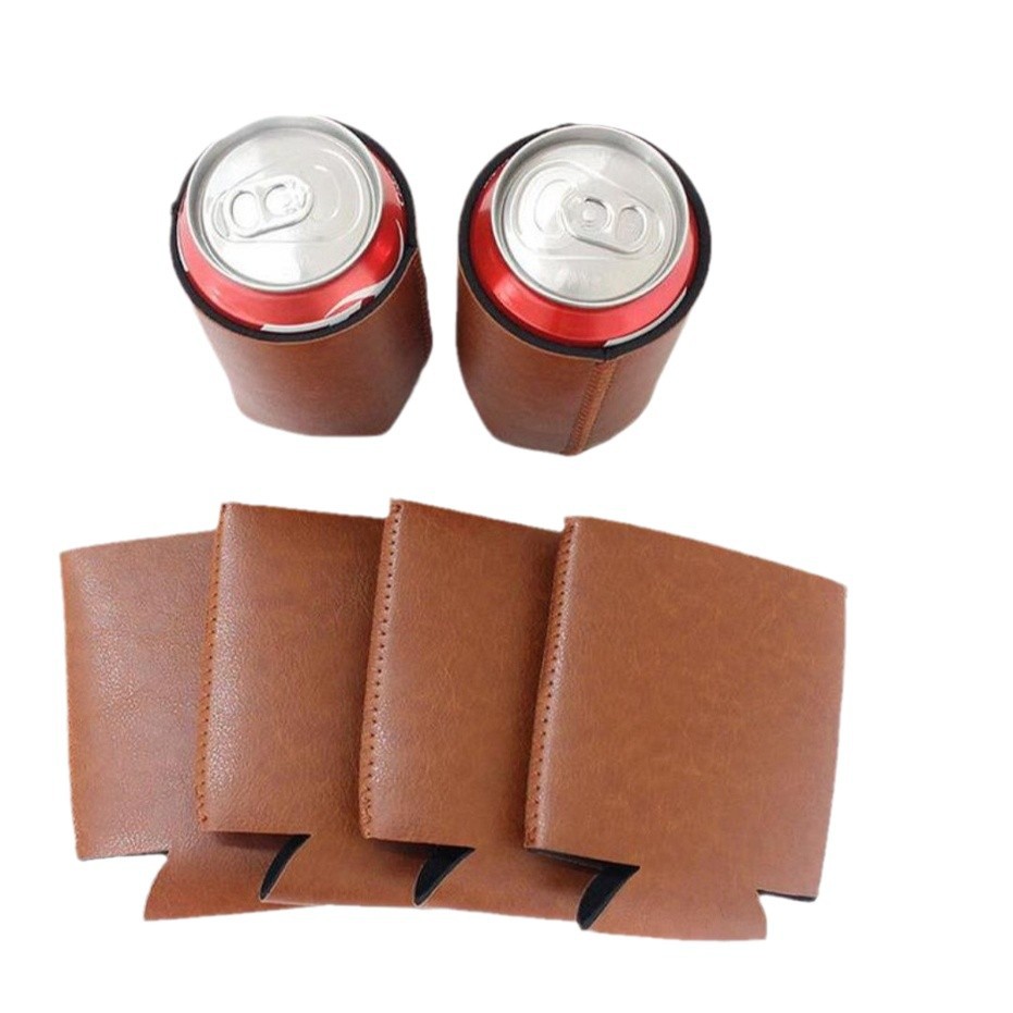 Custom logo Leather beer bottle sleeve waist-hanging can beverage bottle sleeve holder cooler - 1