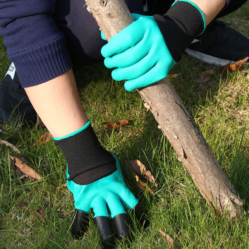 Custom logo Gardening claws gloves for planting vegetables and flowers dipped labor protection glove claws digging soil and pulling weeds protective gloves - 2