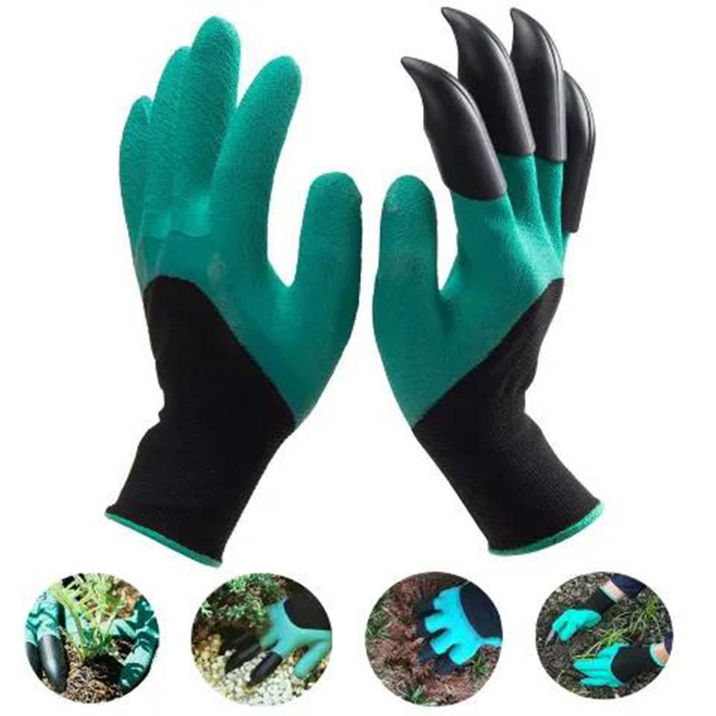 Custom logo Gardening claws gloves for planting vegetables and flowers dipped labor protection glove claws digging soil and pulling weeds protective gloves