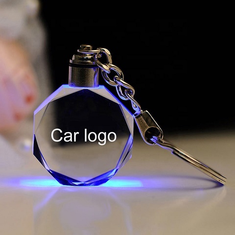 Crystal interior key chain logo custom LED colorful luminous Pendant