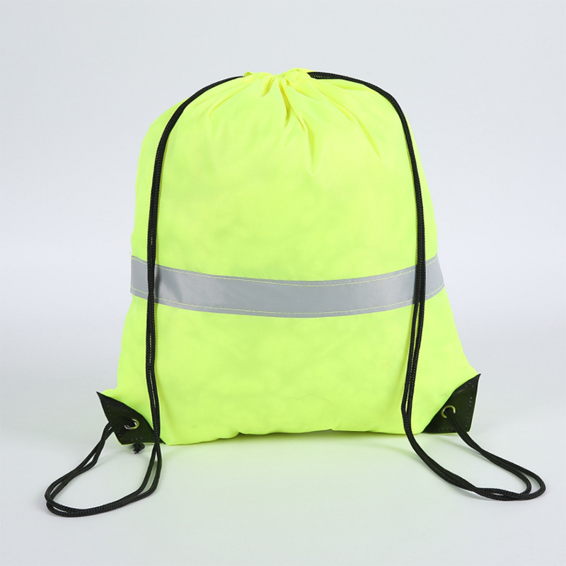 Reflective Strap Drawstring Bags Gym Pouch Outdoor Storage Sport School Students