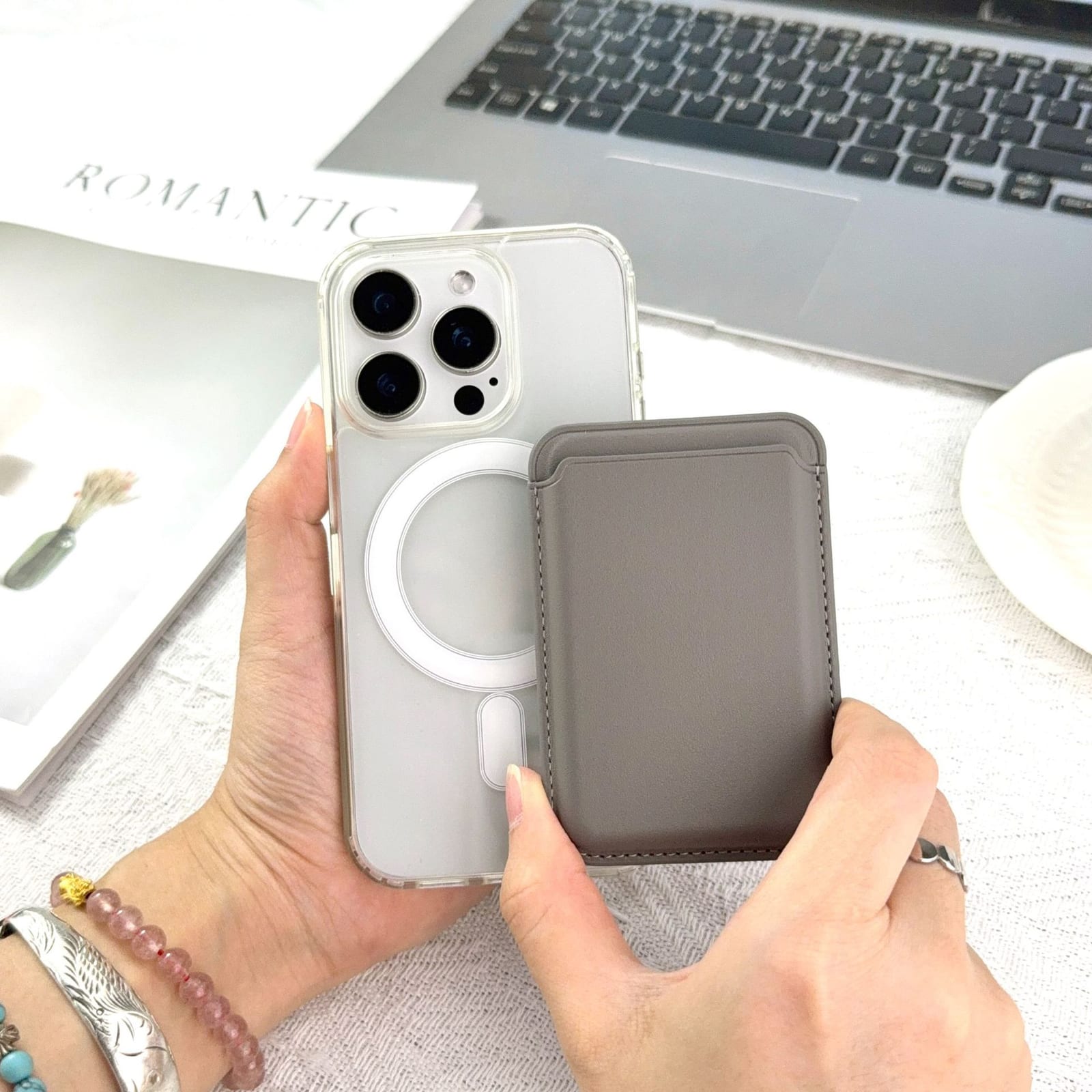 Custom logo Magsafe magnetic card bag card sleeve leather card bag - 3