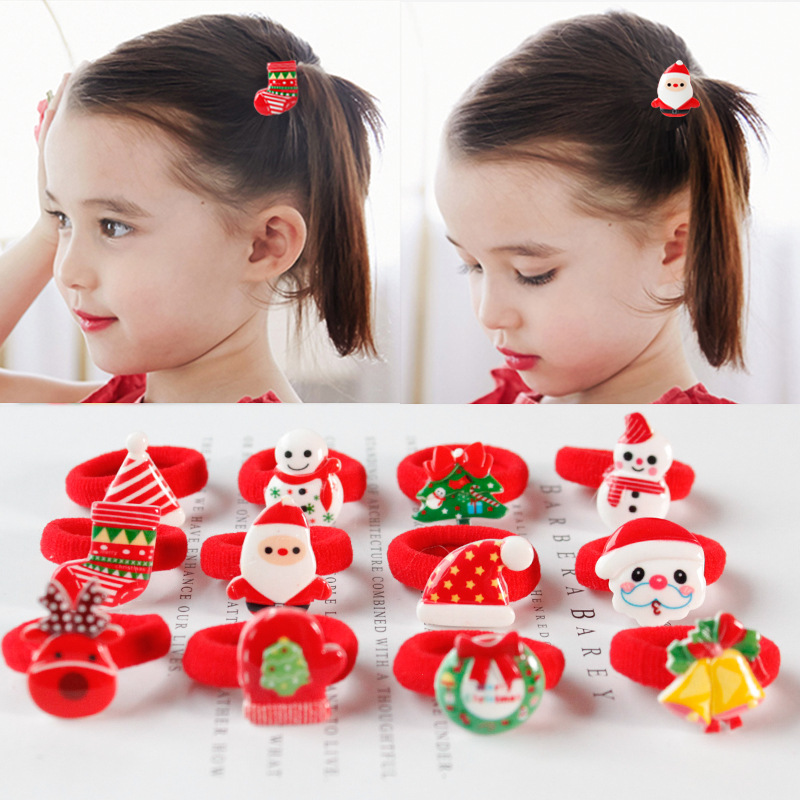 Cordas de cabelo de Natal, boneco de neve, crianças, faixas de cabelo elásticas para adorno de cabelo