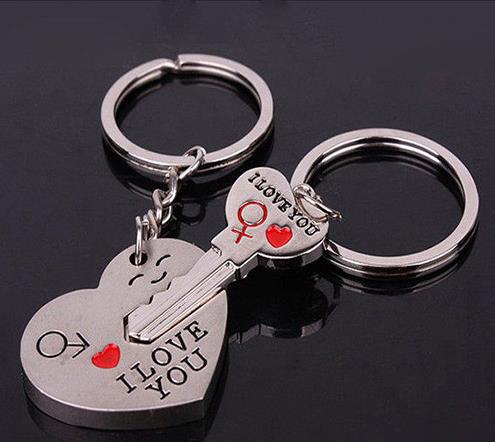 Bluelans Couple Keychain Keyring Keyfob Valentine's Day 1 Pair Lover Gift Heart Key