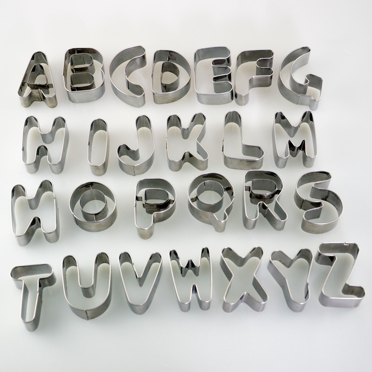 Stainless Steel Alphabet Letter Cookie Cutters Mold Biscuit Number Cutter Set Cake Decorating Moulds Fondant Cutter Set