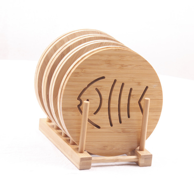 Tappetino per tazza da tè in bambù dal design personalizzato, quadrato, rotondo, resistente, per bevande, tovagliette, decorazioni per la casa, tavolo, sottobicchieri in bambù in noce resistente al calore