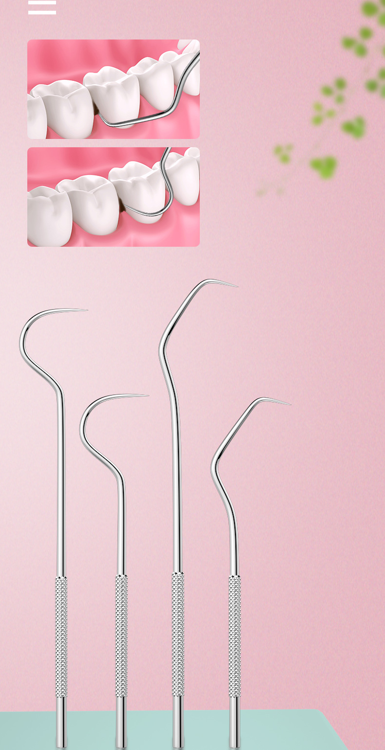 Stainless steel dental floss, portable toothpick, tooth filling tool, tooth gap hook, needle, dental floss stick, 7-piece set - 1
