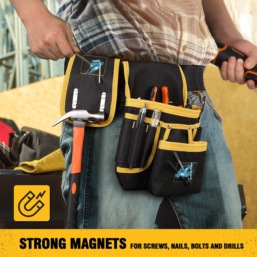 Custom logo Magnets Waist Bag Thick Canvas Multi-functional Tool Storage Tool Bag Electrician Waist Bag