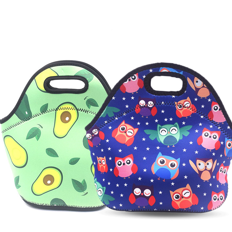 Bolsa de almuerzo de neopreno con aislamiento térmico y logotipo de diseño personalizado para mujeres y niños, bolsas de almuerzo con aislamiento térmico, bolsa de comida