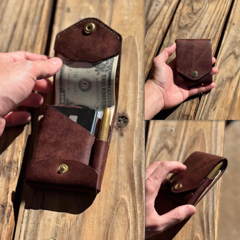 Custom logo Multifunctional Compact Wallet Multifunctional small cash wallet leather for men and women - 1