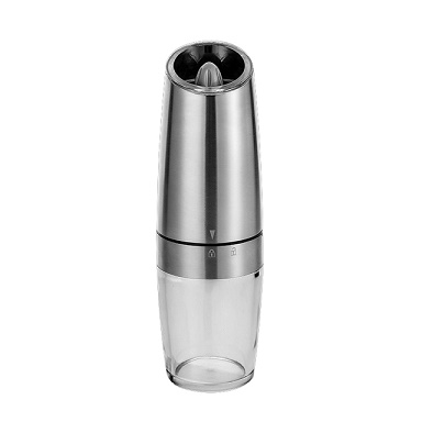 Custom logo Stainless Steel Battery Operated Gravity Electric Pepper Grinder Salt Mill Automatic Spices Mill with Blue Led Light