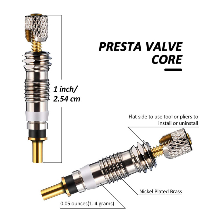 Presta Valve Brass Core W/ Optional Tool CNC-machined FV MTB Road Bike Tubes Repair Tire Service Parts - 1