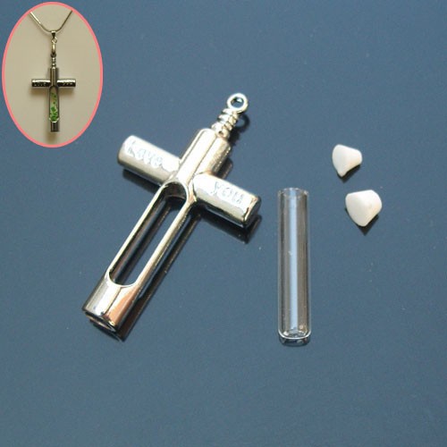 Heart Swing Pendant Necklace with Glass Tube or Hourglass Vials - 1