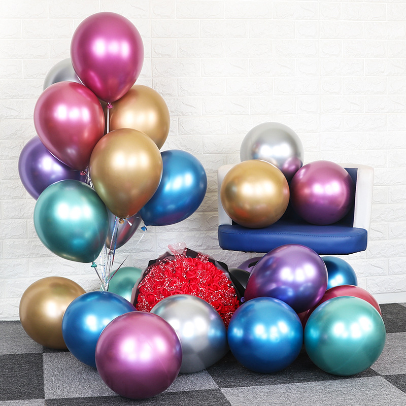شعار مخصص كروم لامع اللاتكس بالونات معدنية لامعة Globos نفخ بالون الهيليوم حفلة عيد ميلاد الديكور بالون - 1