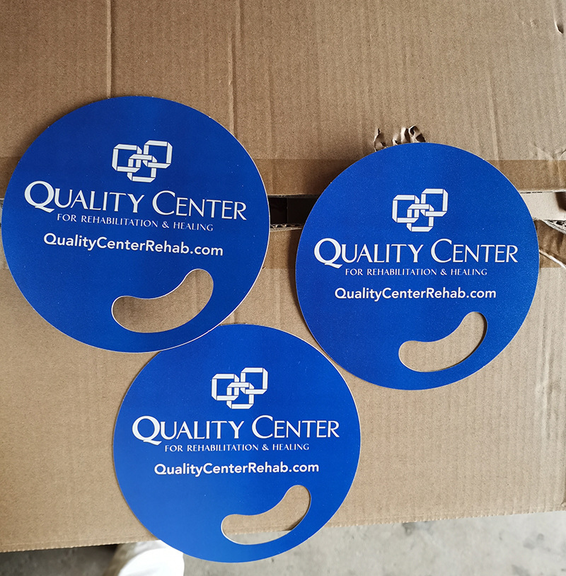 PP advertising fan plastic fan double-sided four-color printing irregular thumb-shaped foreign trade blue round fan - 2