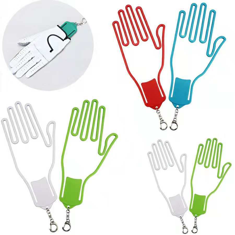 Benutzerdefinierte Logo Golf Handschuh Halter Golfer Werkzeug Kunststoff Golf Handschuhe Rack Trockner Golf Handschuh Bahre Aufhänger mit Schlüssel Kette - 1