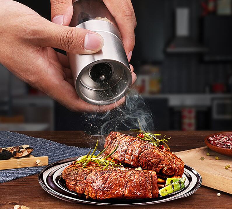 Custom logo Stainless steel manual Salt & pepper mills Grinder with Ceramic Grinding Core BBQ Tools - 1