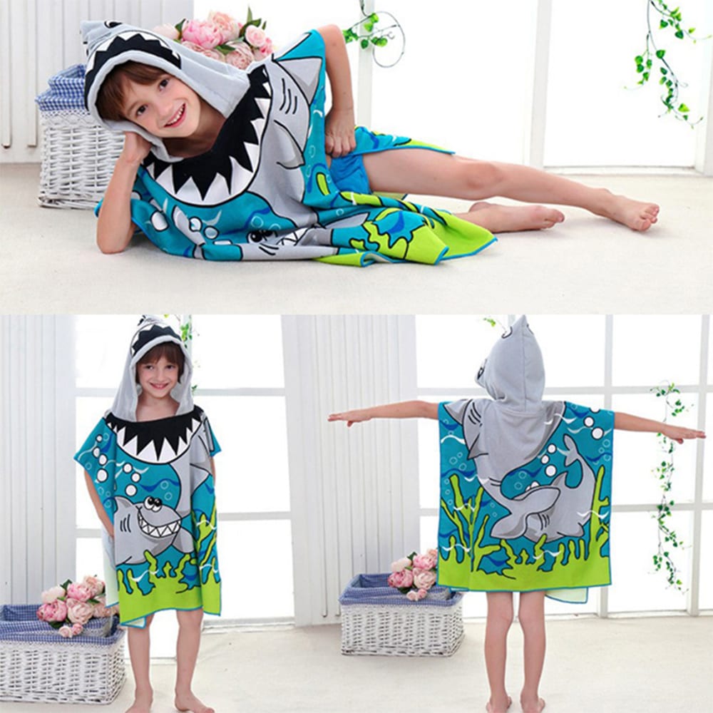 Telo mare con mantello con cappuccio per bambini 60x120 cm