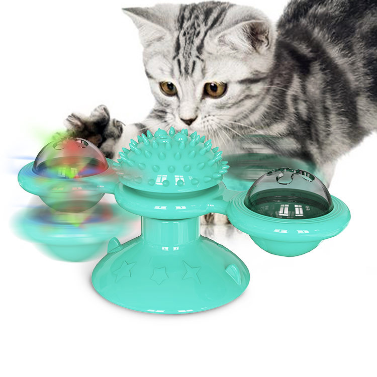 Custom logo Pet Toy Interactive Cat Puzzle Training Rotary Table Ball Mill Rotating Cat Toys Cat Games Cat Supplies Cat windmill - 1