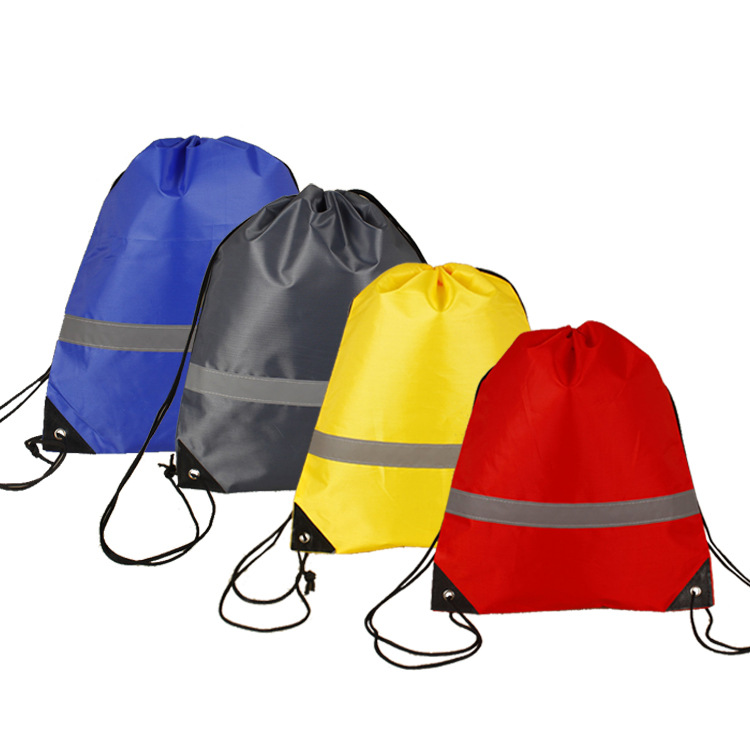 Reflective Strap Drawstring Bags Gym Pouch Outdoor Storage Sport School Students - 1