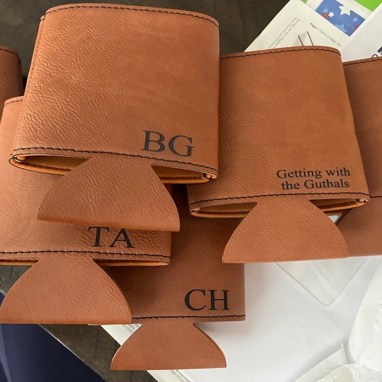 Custom logo Leather beer bottle sleeve waist-hanging can beverage bottle sleeve holder cooler - 3