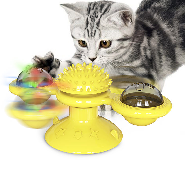 Custom logo Pet Toy Interactive Cat Puzzle Training Rotary Table Ball Mill Rotating Cat Toys Cat Games Cat Supplies Cat windmill