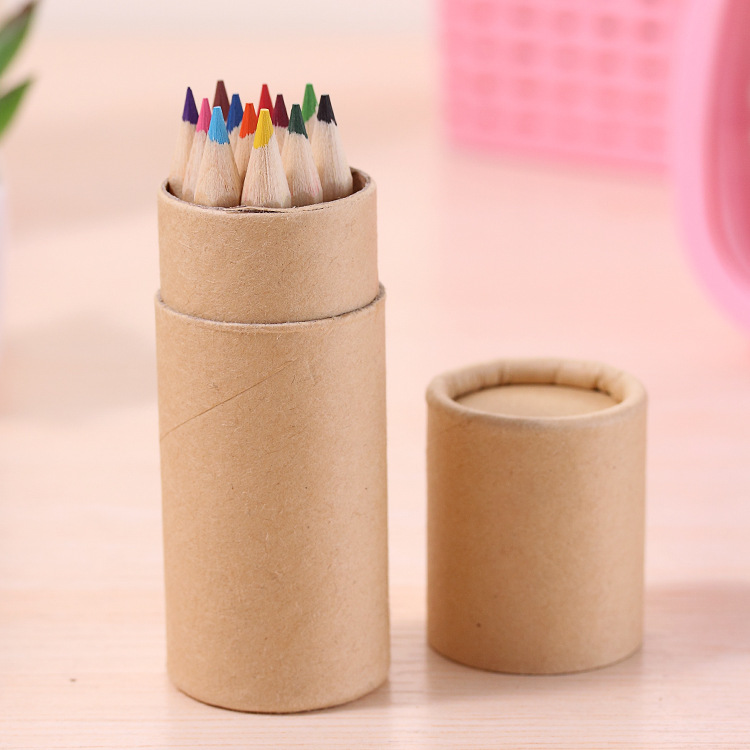 Kraft paper tube color pencil 12 color 12 loaded