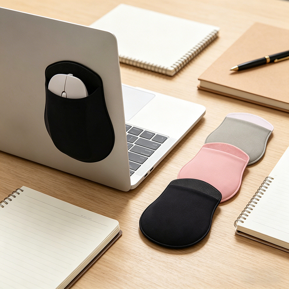 Custom logo Self-adhesive mouse storage bag laptop back-mounted hard drive bag invisible elastic mouse bag