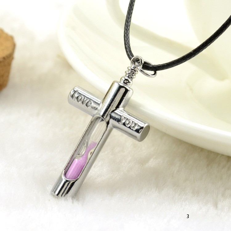 Heart Swing Pendant Necklace with Glass Tube or Hourglass Vials