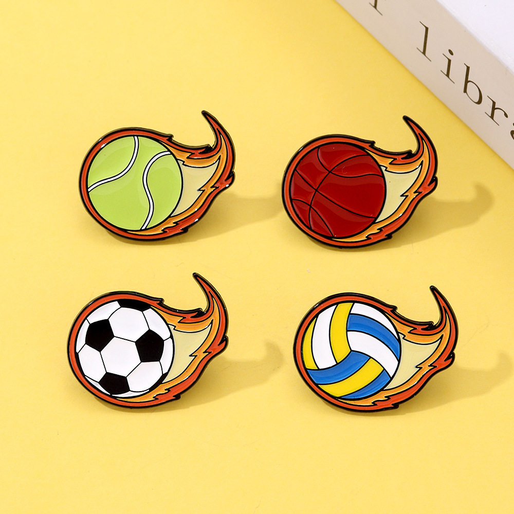 Brooch Alloy Badge Sports Series Football Basketball Volleyball Tennis Shape Clothing Accessories Bag Decoration