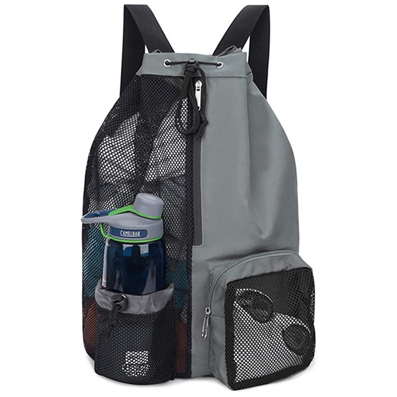 Custom logo Swim bag mesh drawstring backpack with wet bag beach backpack
