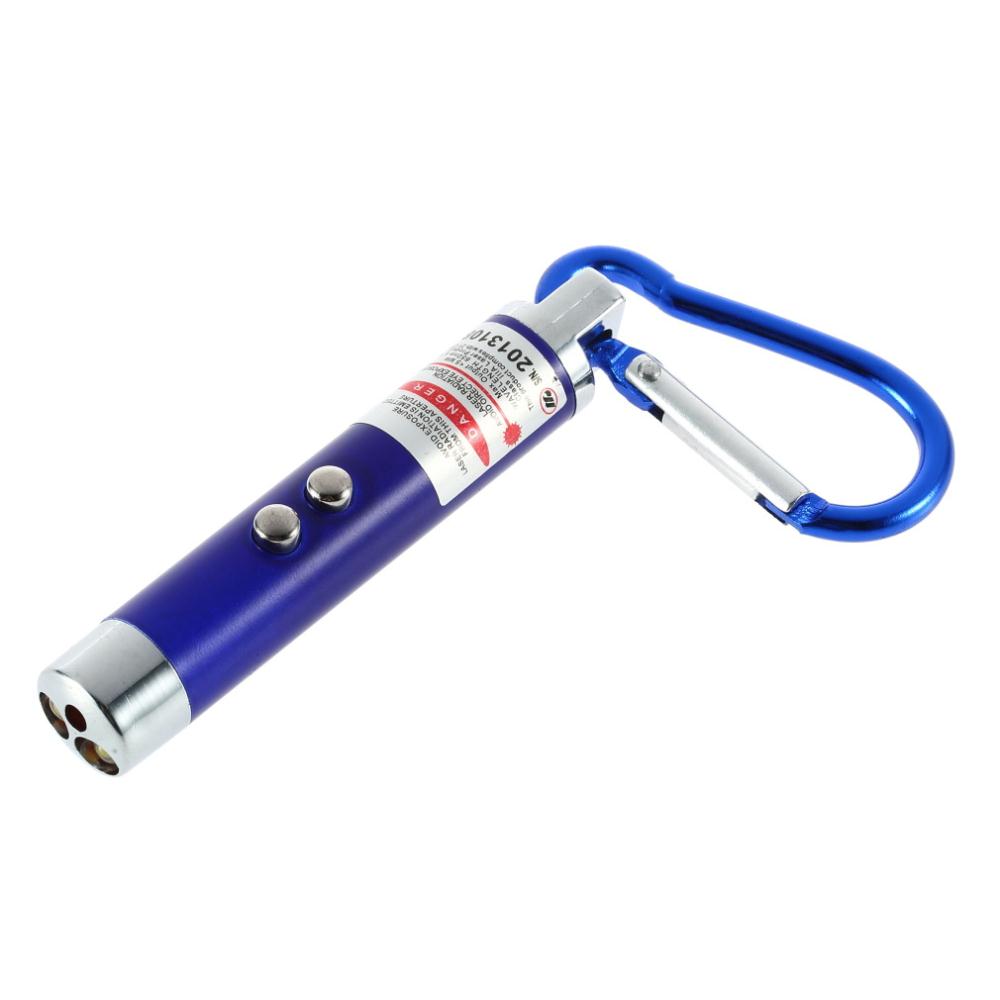 LED Lazer 3 in 1 Mini puntatore laser rosso 2 Torcia LED UV con portachiavi