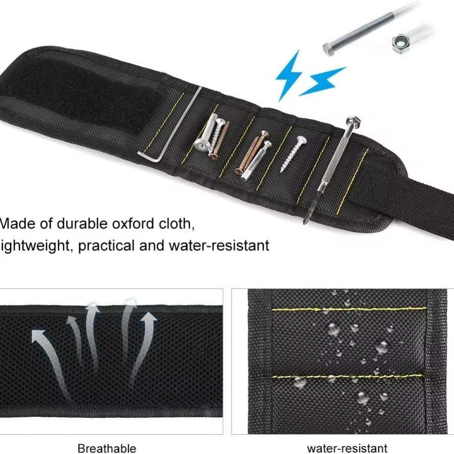 Custom logo Magnetic wristband with adhesive backing hook and loop fastener hardware tools screwdrivers screws magnetic attraction magnetic wristband - 1