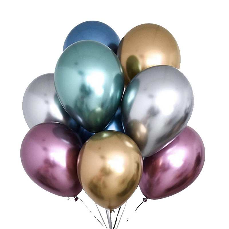 شعار مخصص كروم لامع اللاتكس بالونات معدنية لامعة Globos نفخ بالون الهيليوم حفلة عيد ميلاد الديكور بالون