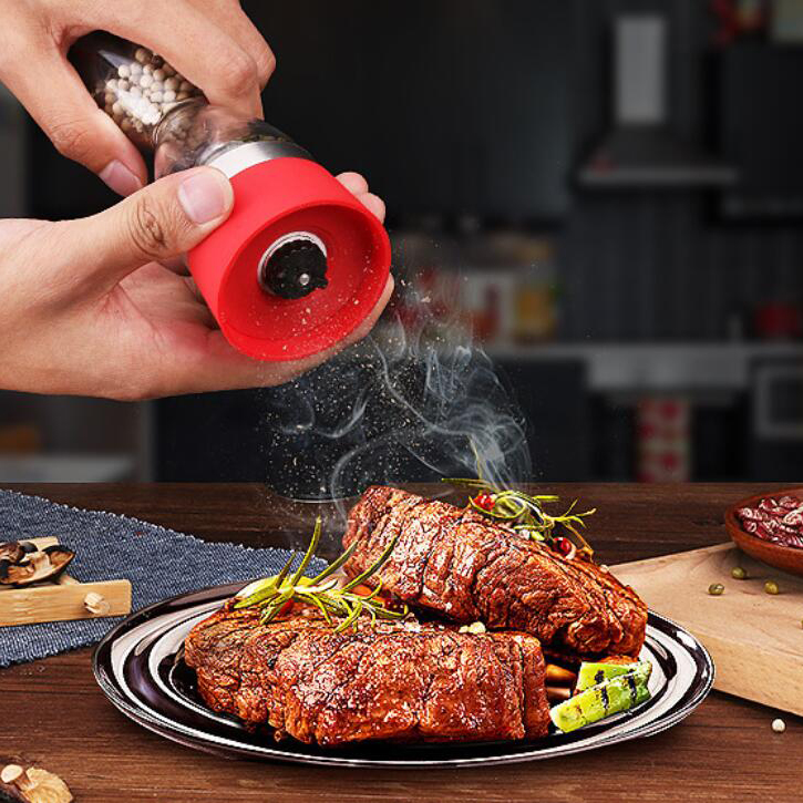 Custom Logo 2 in 1 Salt and Pepper Mill Hourglass Shape Spice Grinder Shaker Kitchen Gadgets Cooking Tools Dual Manual Pepper Grinder - 1