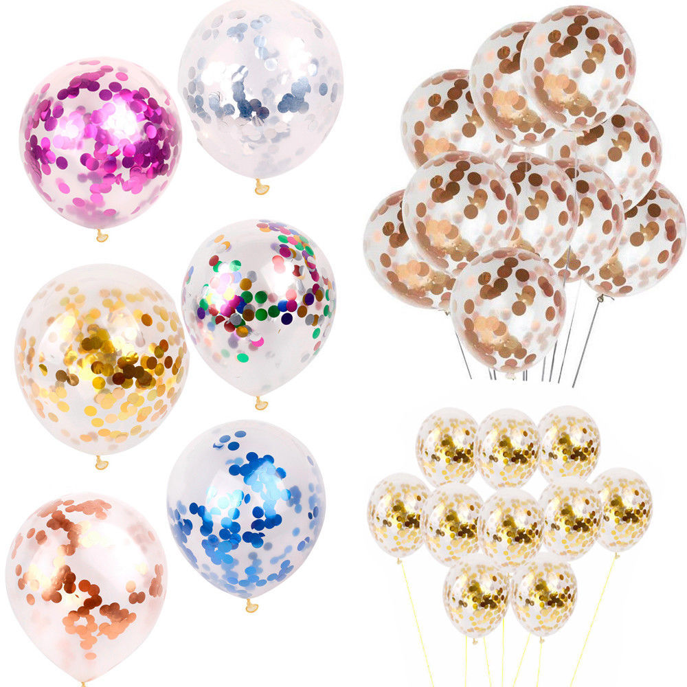 12-inch Gold Sequins Transparent Latex Balloons Wedding Party DIY Decoration Confetti Balloon Birthday Festival - 1