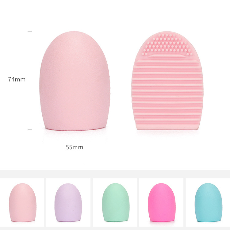 Custom logo Makeup brush cleaning egg handheld silicone brush cleaner with sunken texture anti-slip cleaning pad beauty tool - 2